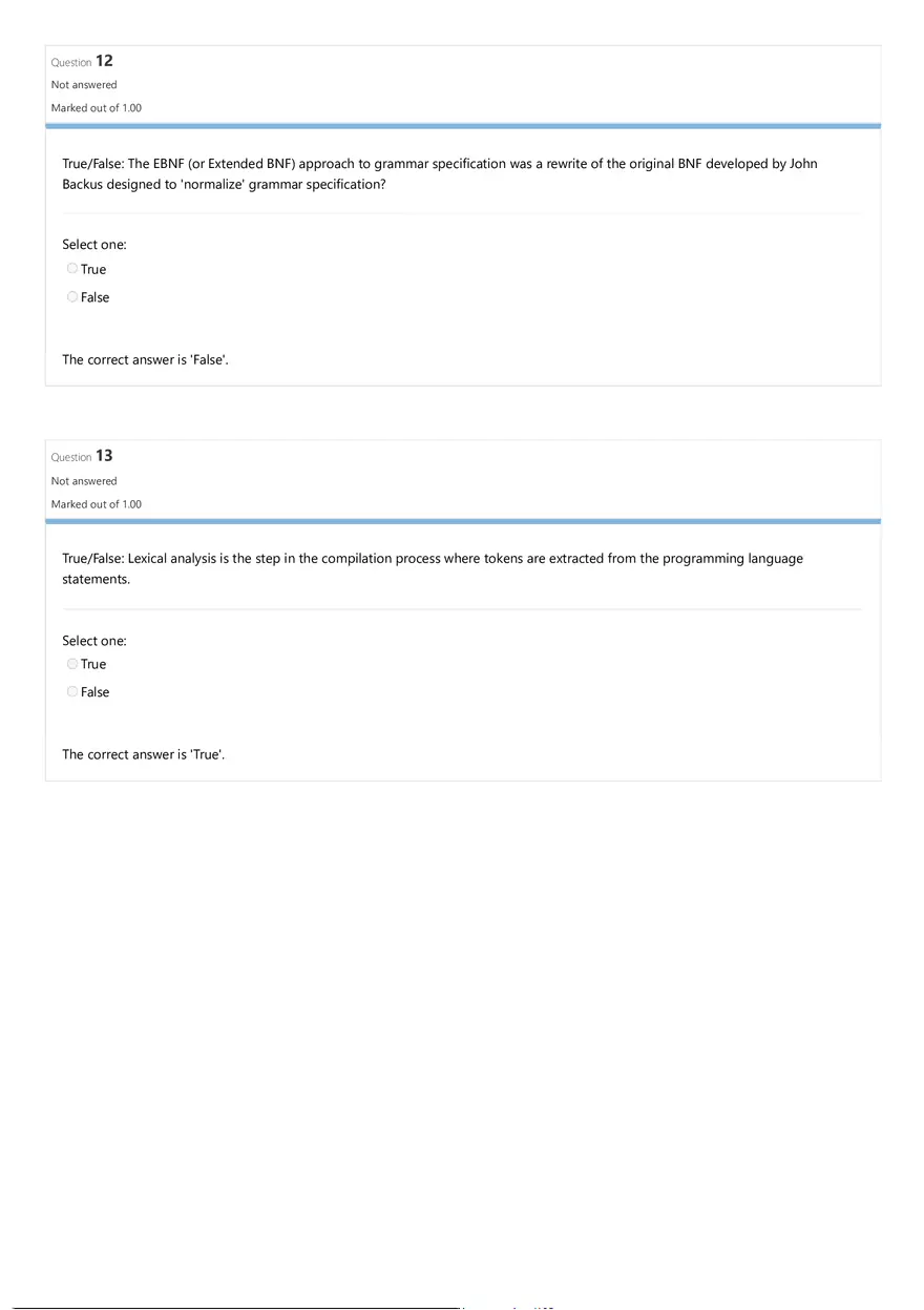 Comparative Programming Languages Review Quiz Attempt Review - Page 13