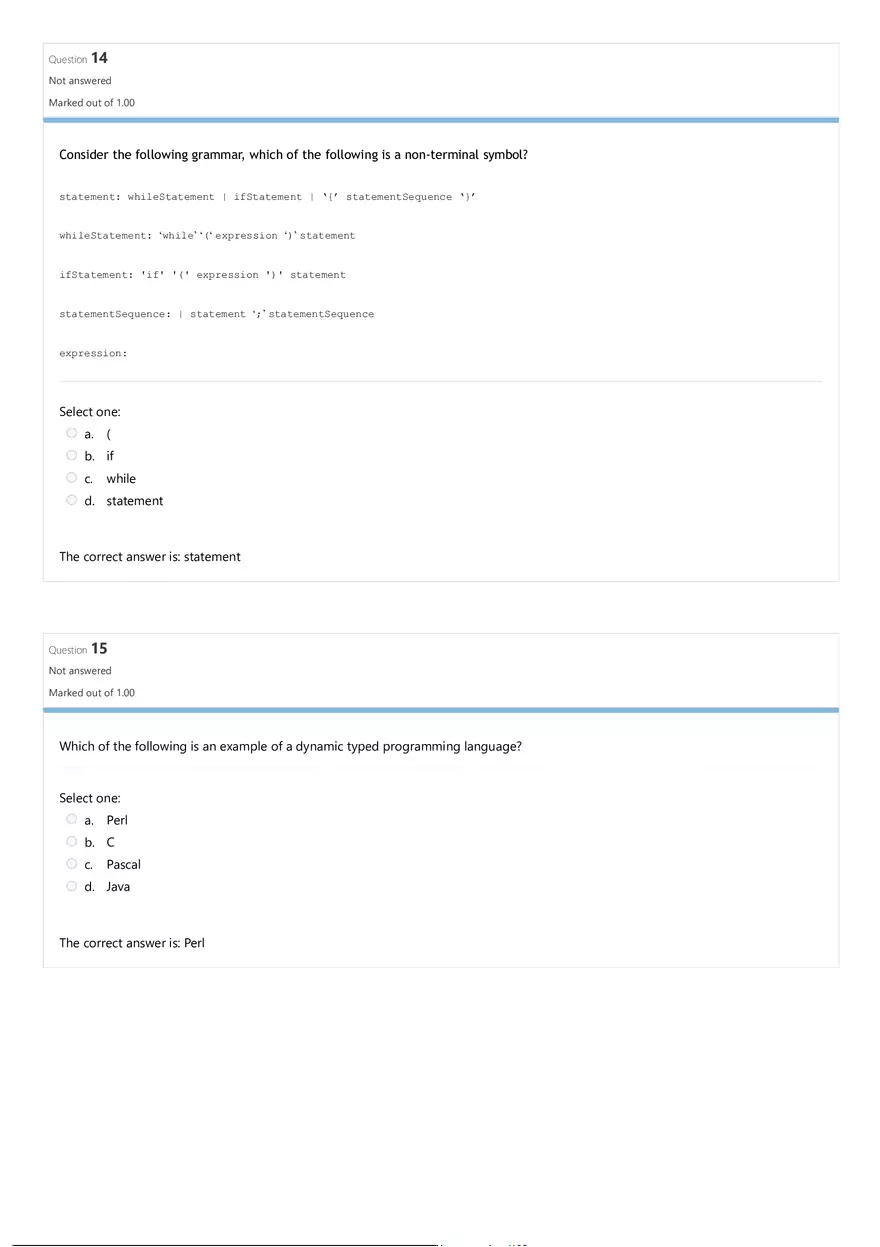 Comparative Programming Languages Review Quiz Attempt Review - Page 14