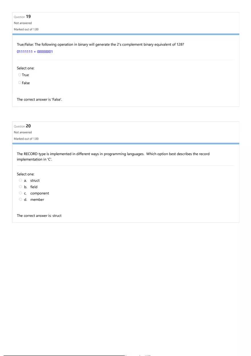 Comparative Programming Languages Review Quiz Attempt Review - Page 16