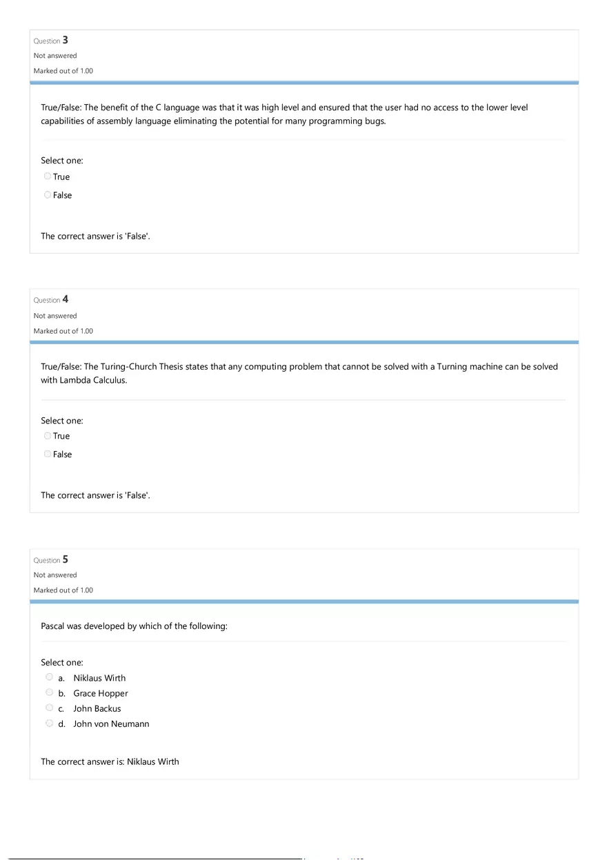 Comparative Programming Languages Review Quiz Attempt Review - Page 2