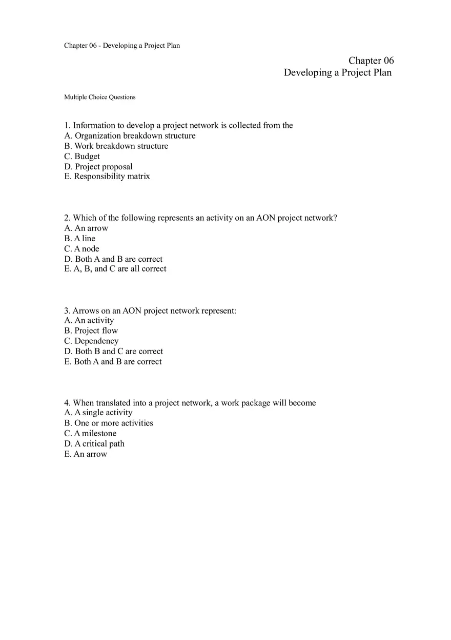 Chapter 06 - Developing a Project Plan Assignment - Page 1