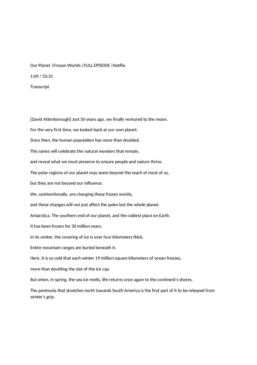 Our Planet Transcripts - Page 1