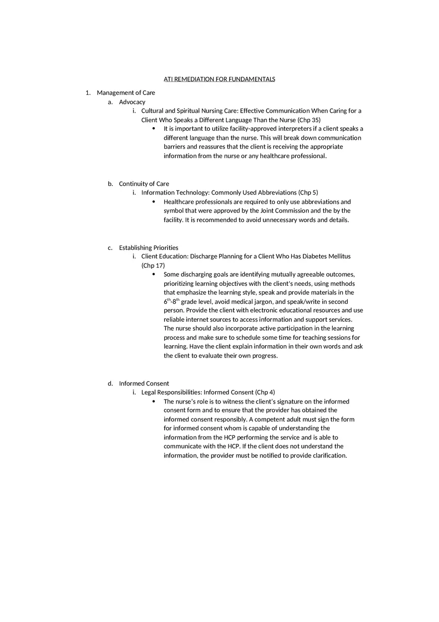 ATI Remediation for Fundamentals - Page 1