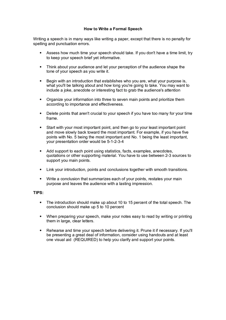 How to Write a Formal Speech - Page 1