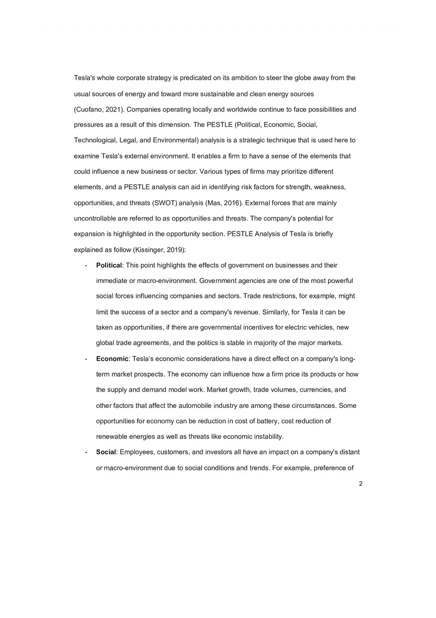 Pestel and Five Forces Analysis of Tesla Inc - Page 2
