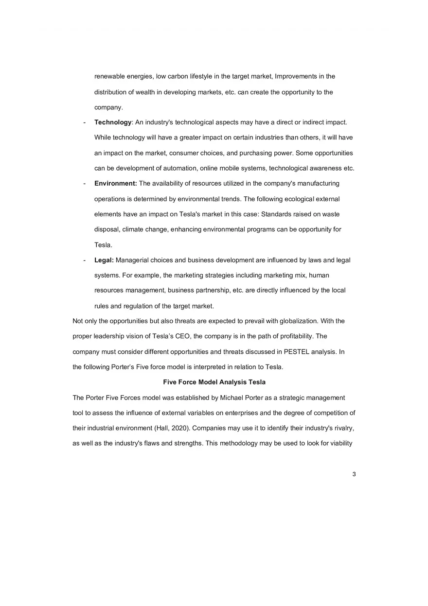 Pestel and Five Forces Analysis of Tesla Inc - Page 3