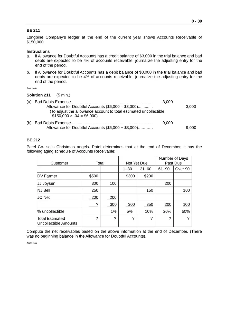 Accounting for Receivables Answer Key Part 4 - Page 8