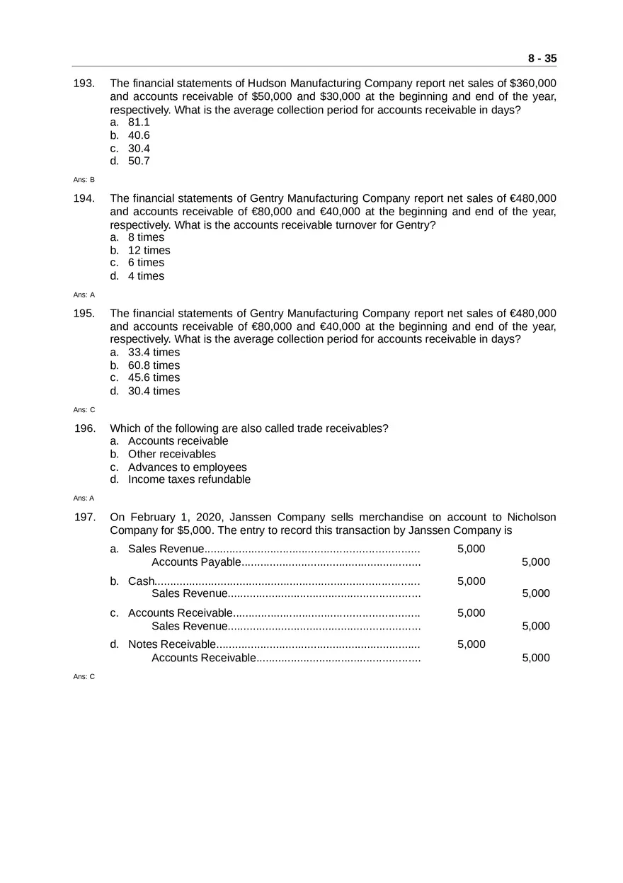 Accounting for Receivables Answer Key Part 4 - Page 4