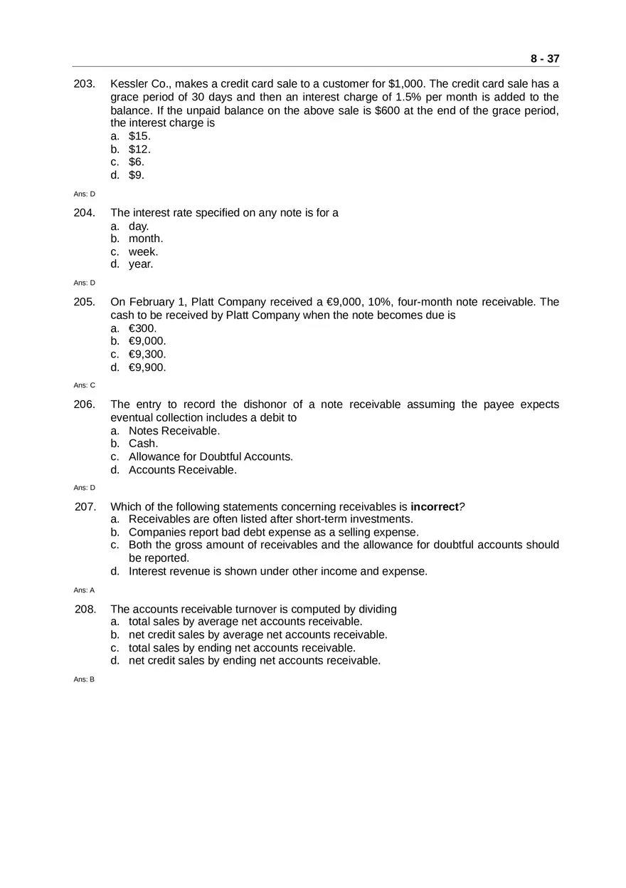 Accounting for Receivables Answer Key Part 4 - Page 6