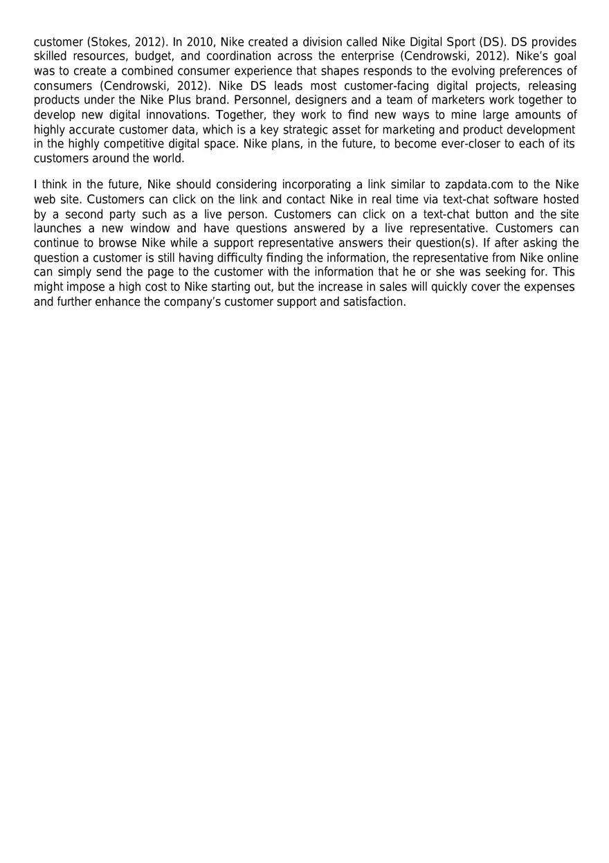 Nike’s Customer Relationship Management - Page 2
