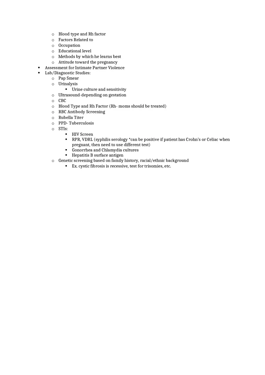 Antepartum Nursing Assessment Notes - Page 2