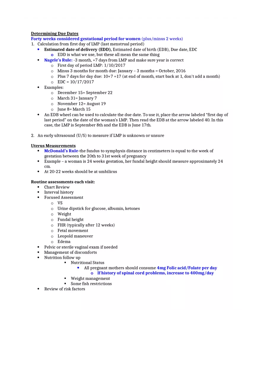 Antepartum Nursing Assessment Notes - Page 5