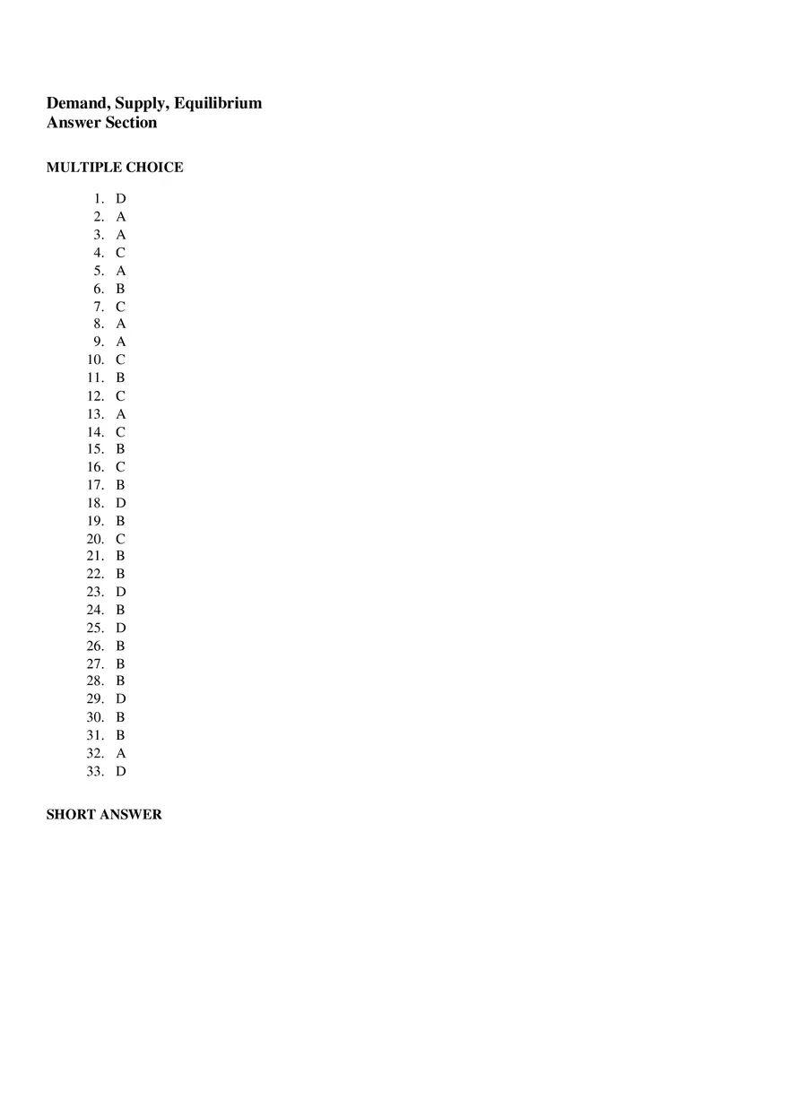 Supply Demand Equilibrium Test Questions - Page 1