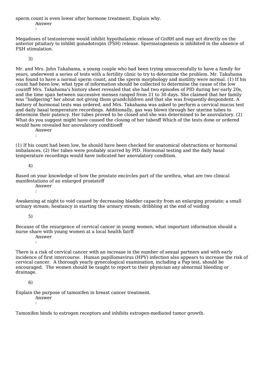 Reproductive System Practice Questions - Part 3 - Page 7