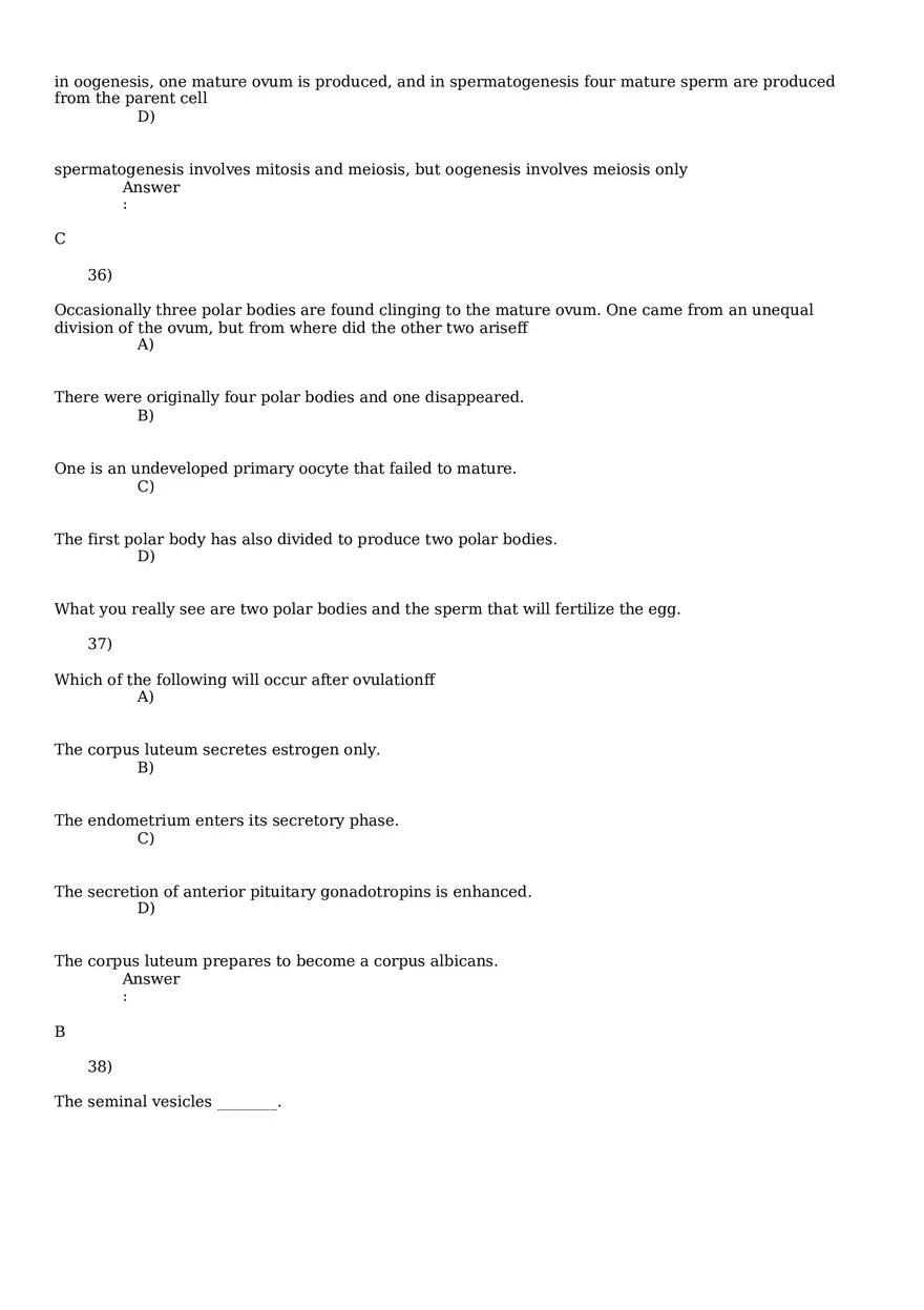 Reproductive System Practice Questions - Part 3 - Page 10