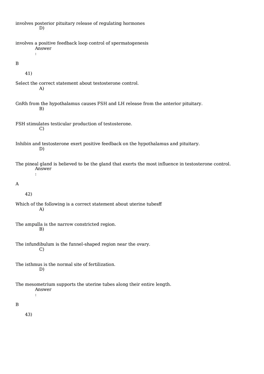 Reproductive System Practice Questions - Part 3 - Page 12
