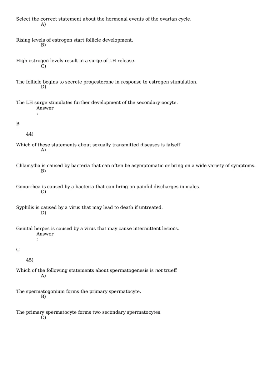 Reproductive System Practice Questions - Part 3 - Page 13