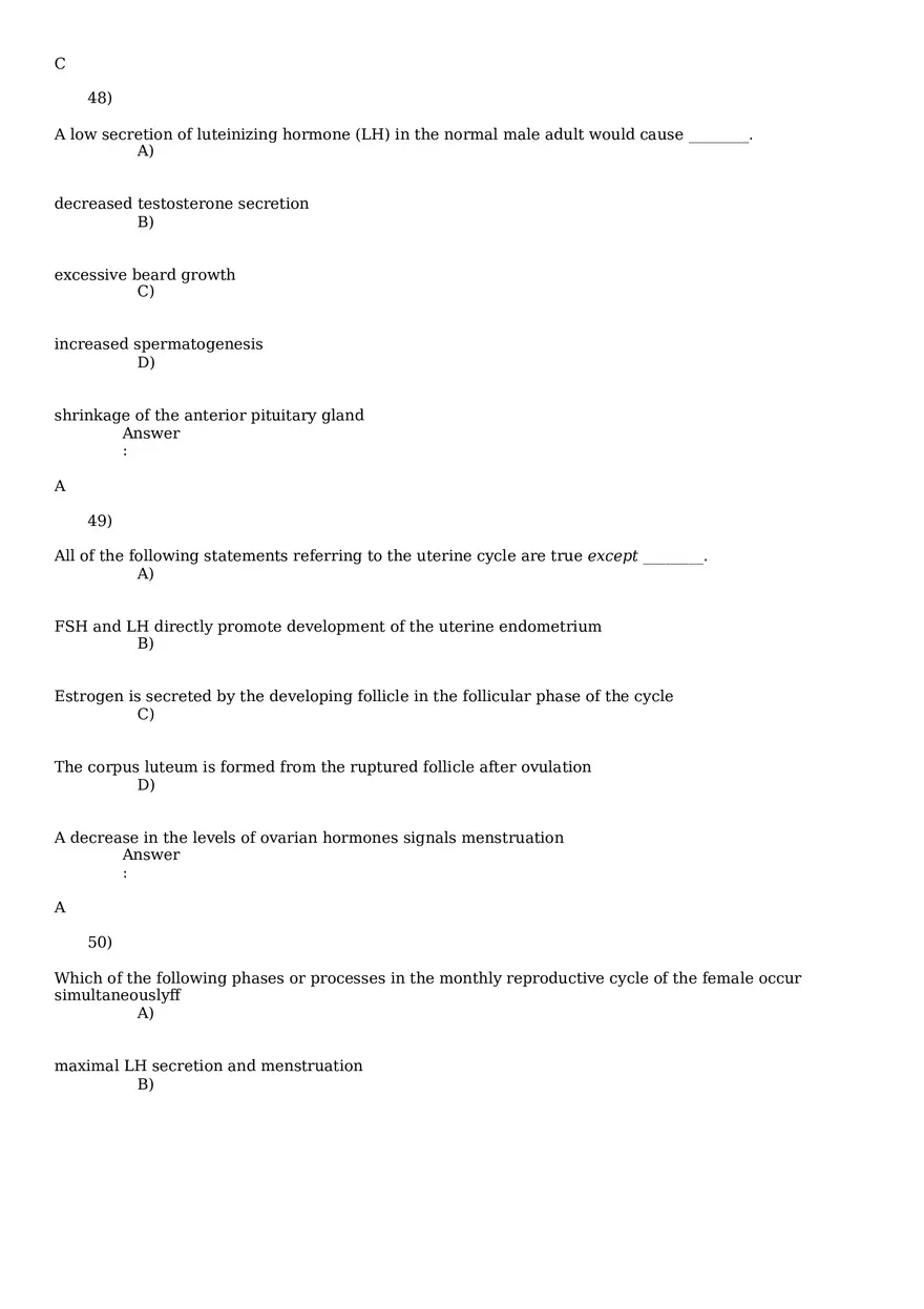 Reproductive System Practice Questions - Part 3 - Page 15