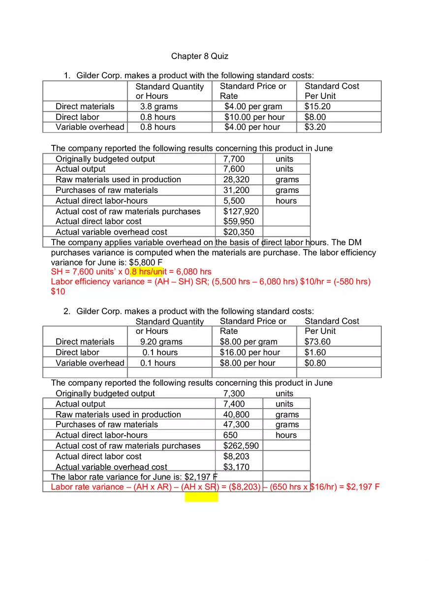 Gilder Corp Chapter 8 Quiz - Page 1