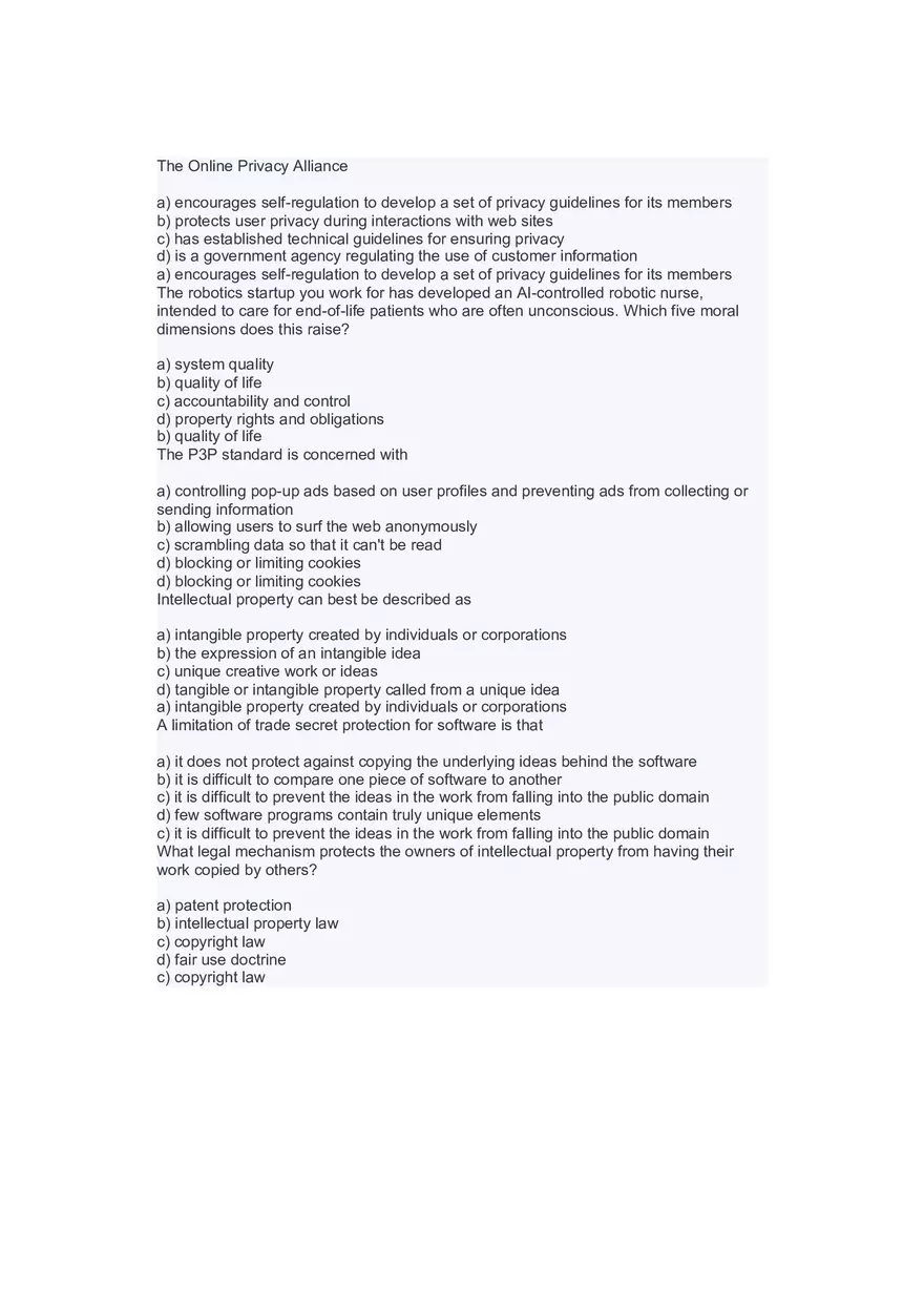 Introduction to Information Systems and Data Analytics Answers Part 8 - Page 15