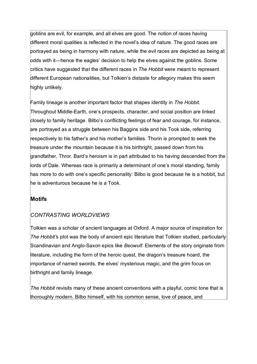 The Hobbit Themes, Motifs Symbols - Page 2