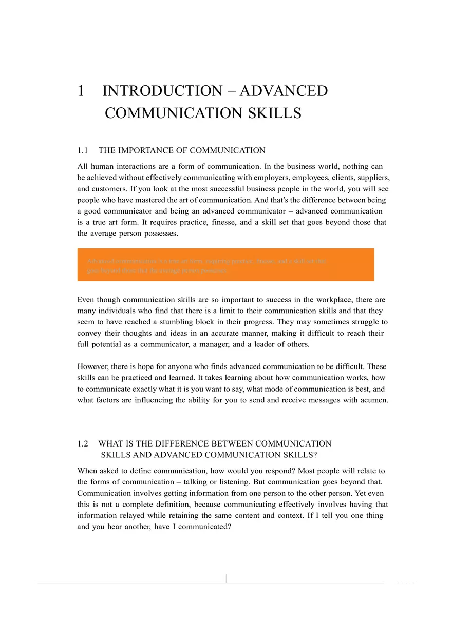 Advanced Communication Skills Guide Part 1 - Page 1