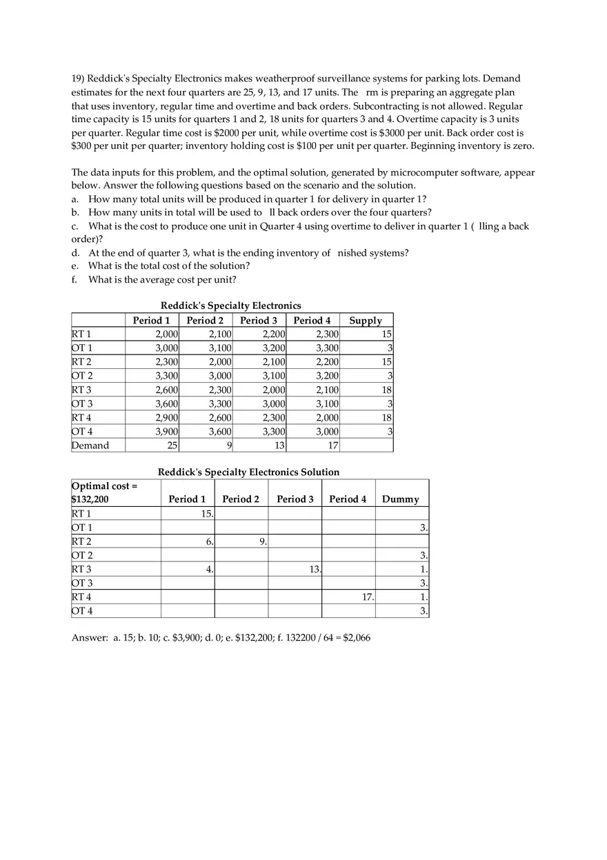 Aggregate Planning and S&OP Answer Key Part 3 - Page 7