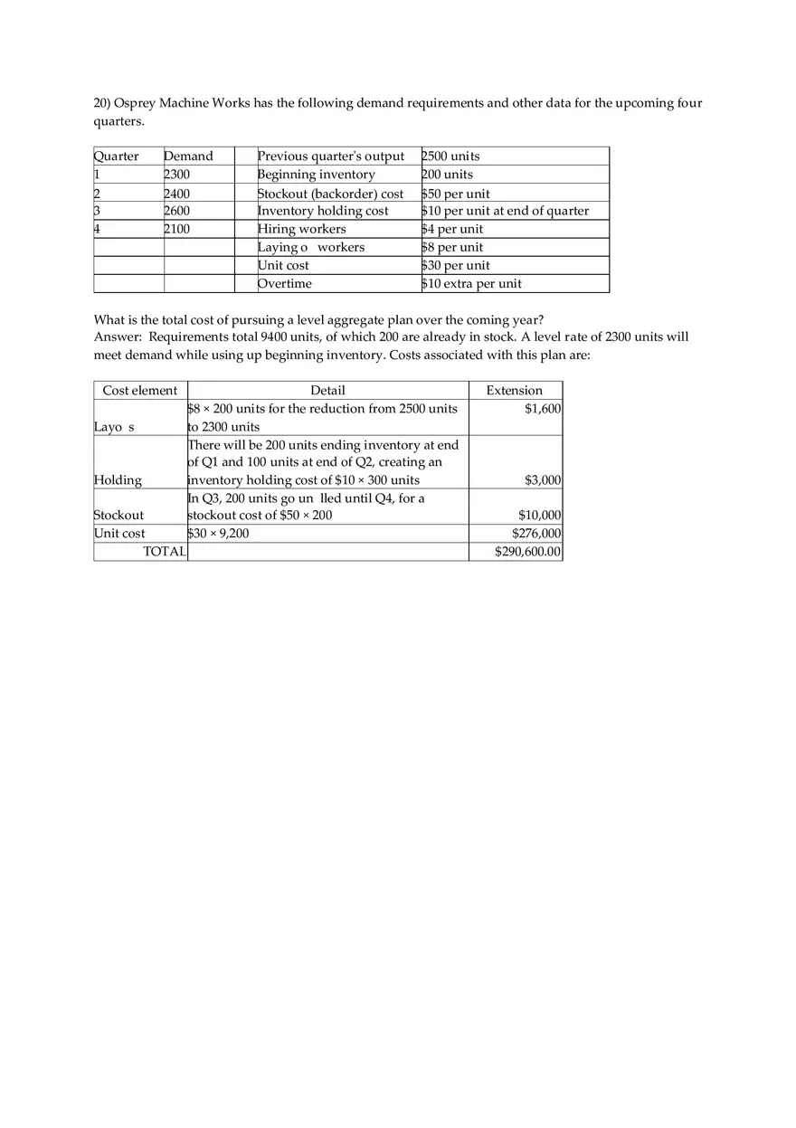 Aggregate Planning and S&OP Answer Key Part 3 - Page 8