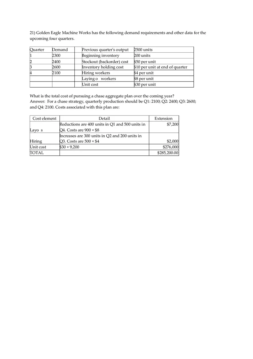 Aggregate Planning and S&OP Answer Key Part 3 - Page 9