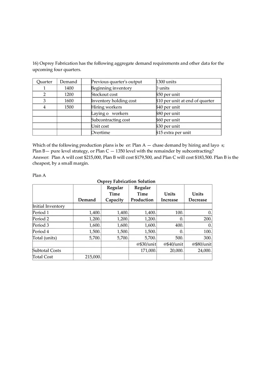 Aggregate Planning and S&OP Answer Key Part 3 - Page 2