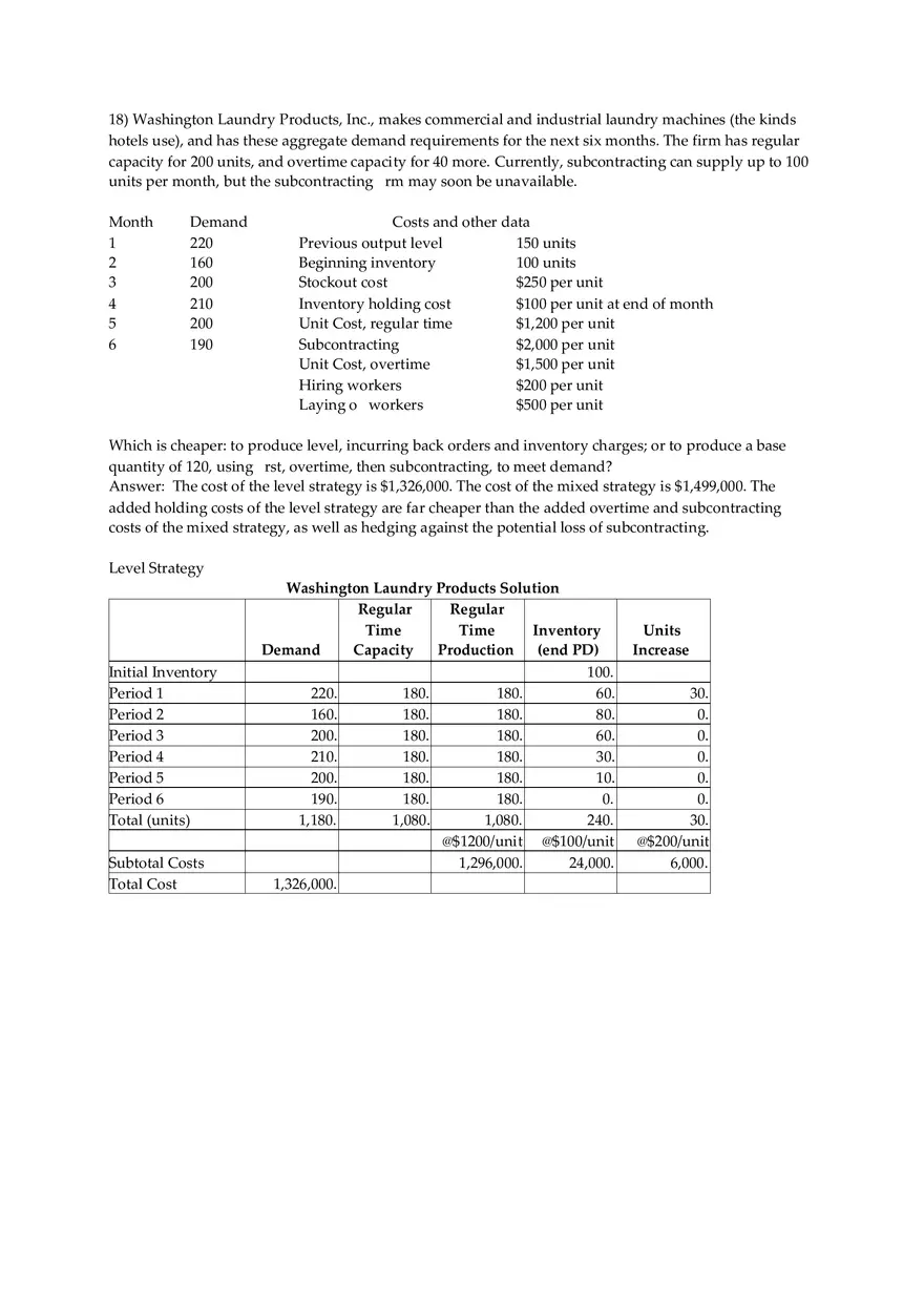 Aggregate Planning and S&OP Answer Key Part 3 - Page 5