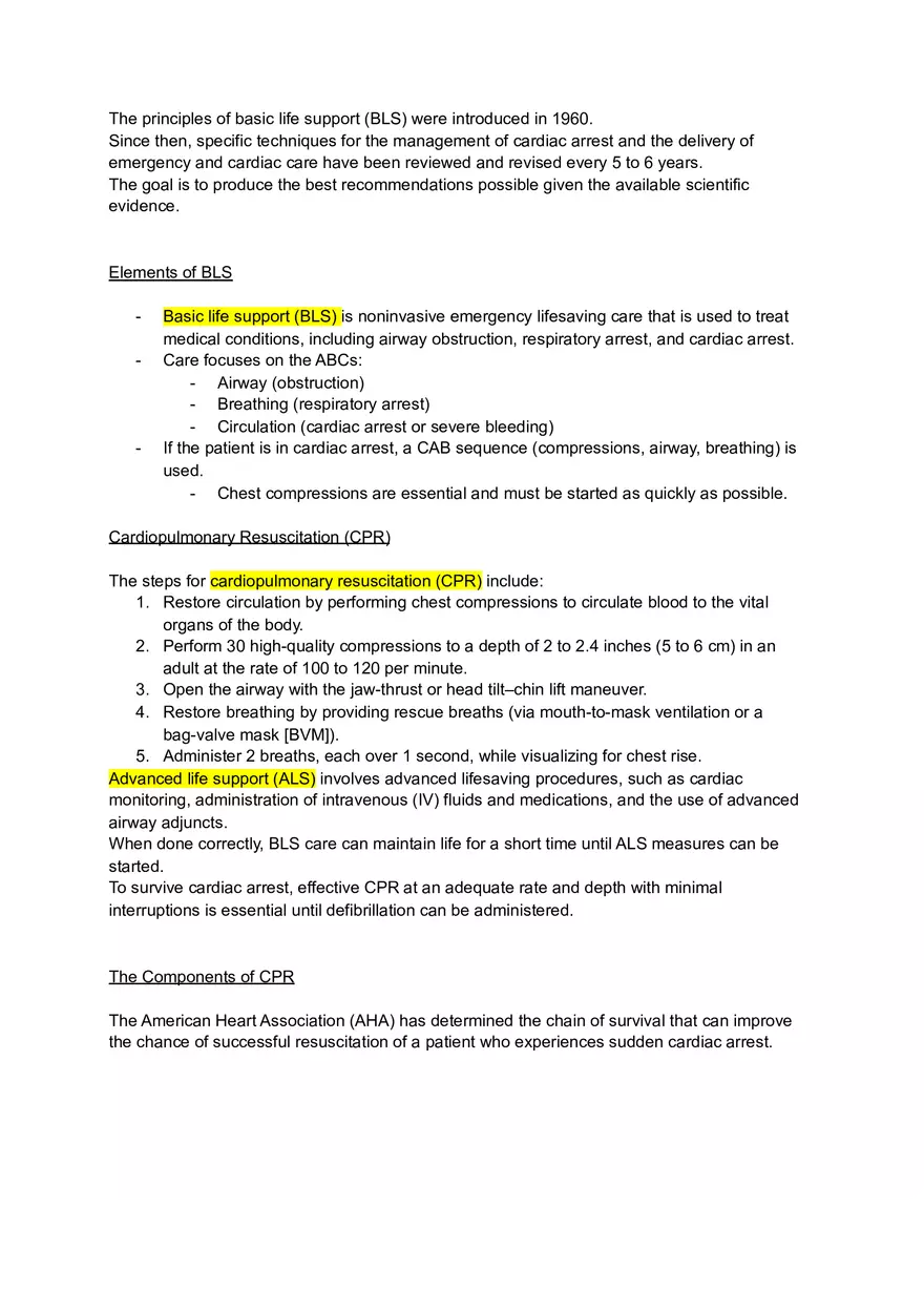 BLS Resuscitation Notes - Page 1