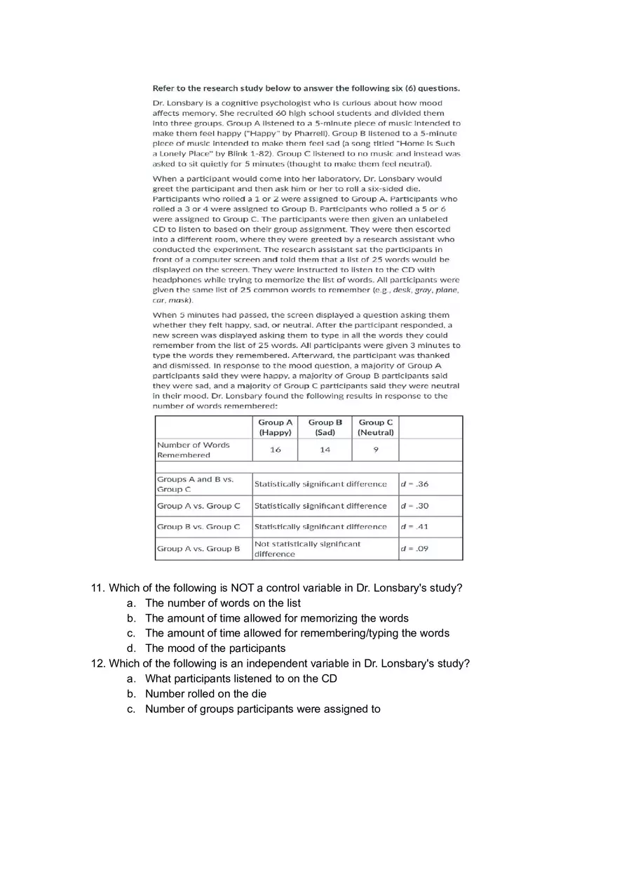 Understanding Correlations and Data Interpretation in Research Study Questions - Page 7