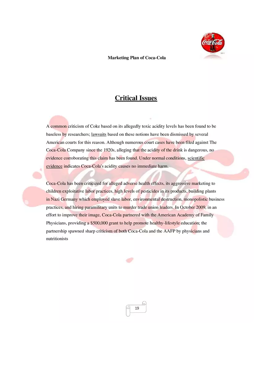 Marketing Plan of Coca-Cola Part 2 - Page 7