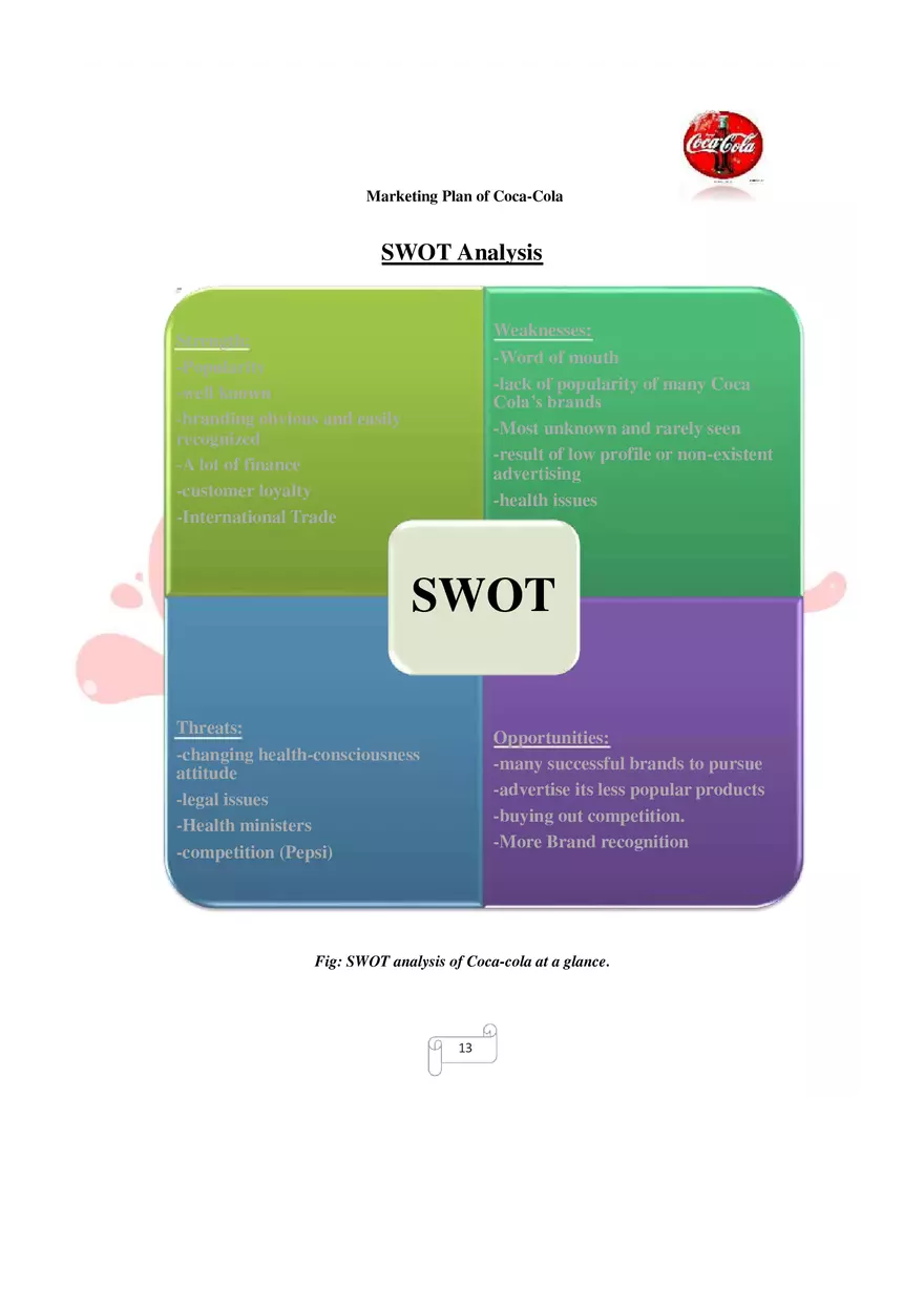 Marketing Plan of Coca-Cola Part 2 - Page 1