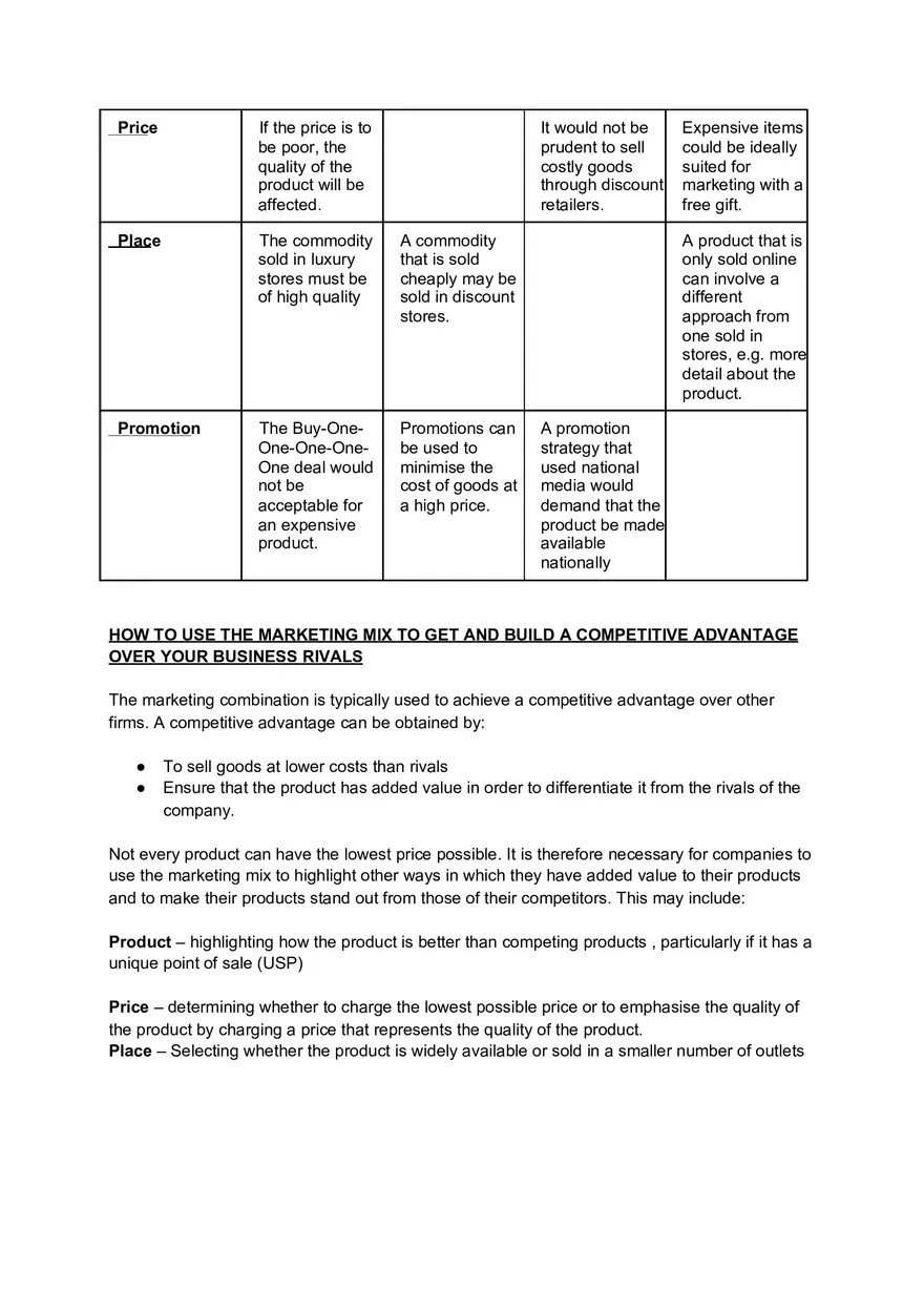 How the Marketing Mix is Used to Make Business Decisions - Page 2