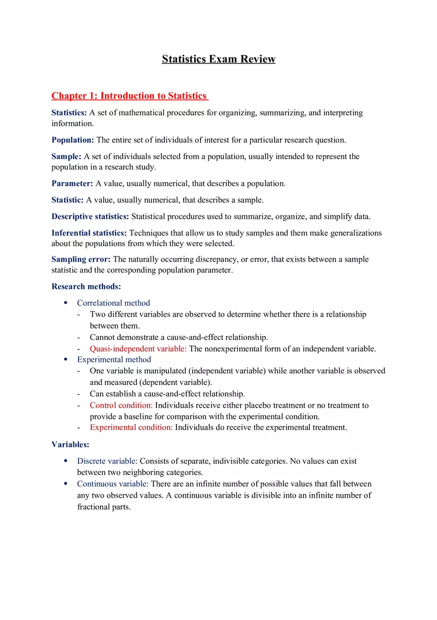 Chapter 1 Introduction to Statistics Review - Page 1