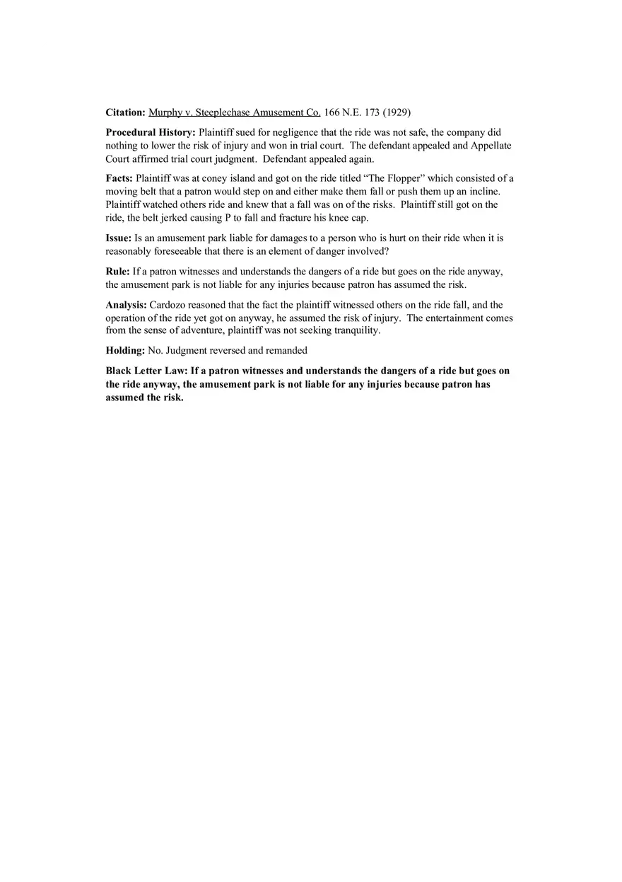 Murphy v Steeplechase Case - Page 1