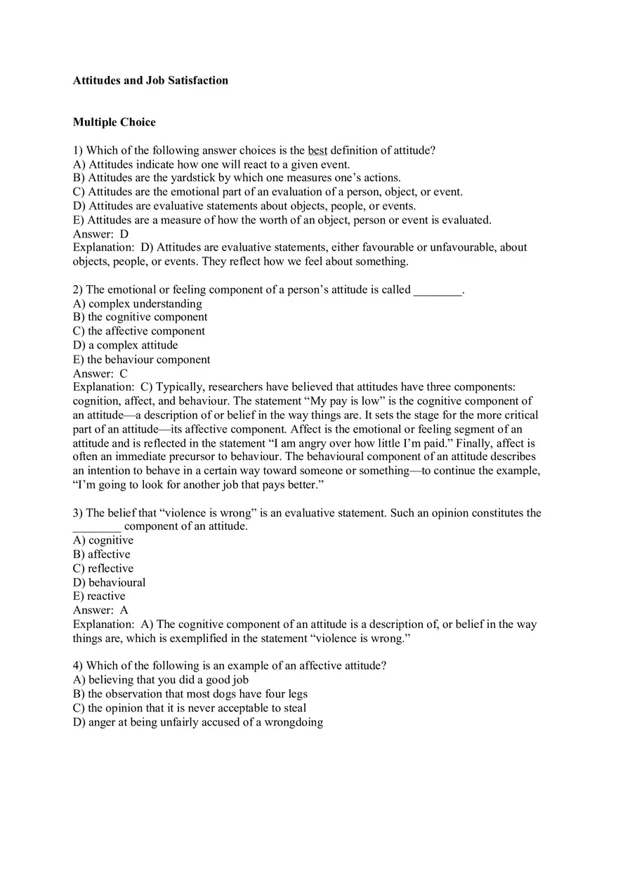 Attitudes and Job Satisfaction - Page 1