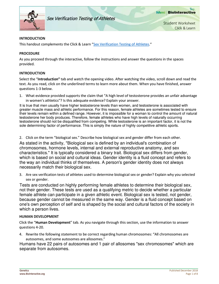 Sex Verification Testing of Athletes - Page 1