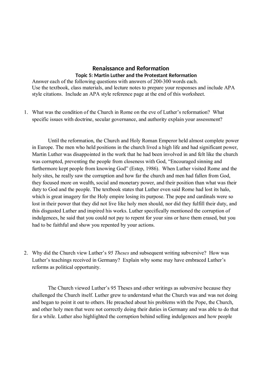Renaissance and Reformation - Page 1