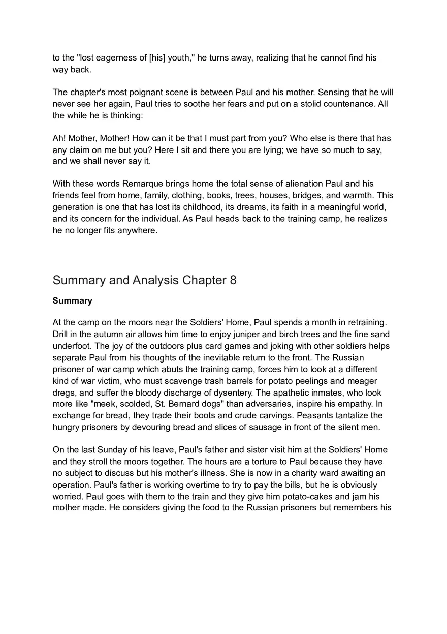 All Quite on the Western Front (Chapter 5-9) Summary and Analysis - Page 10