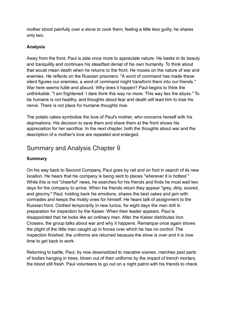 All Quite on the Western Front (Chapter 5-9) Summary and Analysis - Page 11