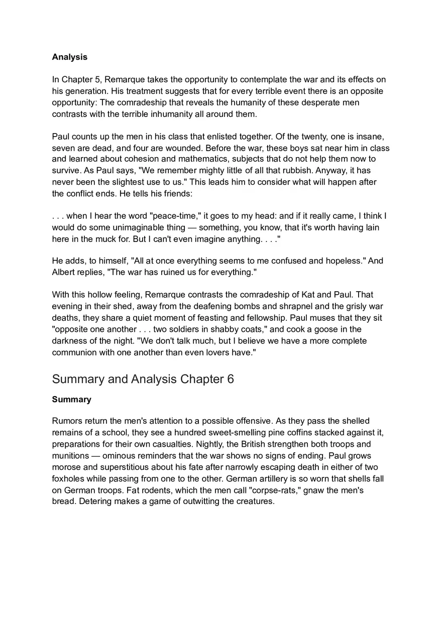 All Quite on the Western Front (Chapter 5-9) Summary and Analysis - Page 2