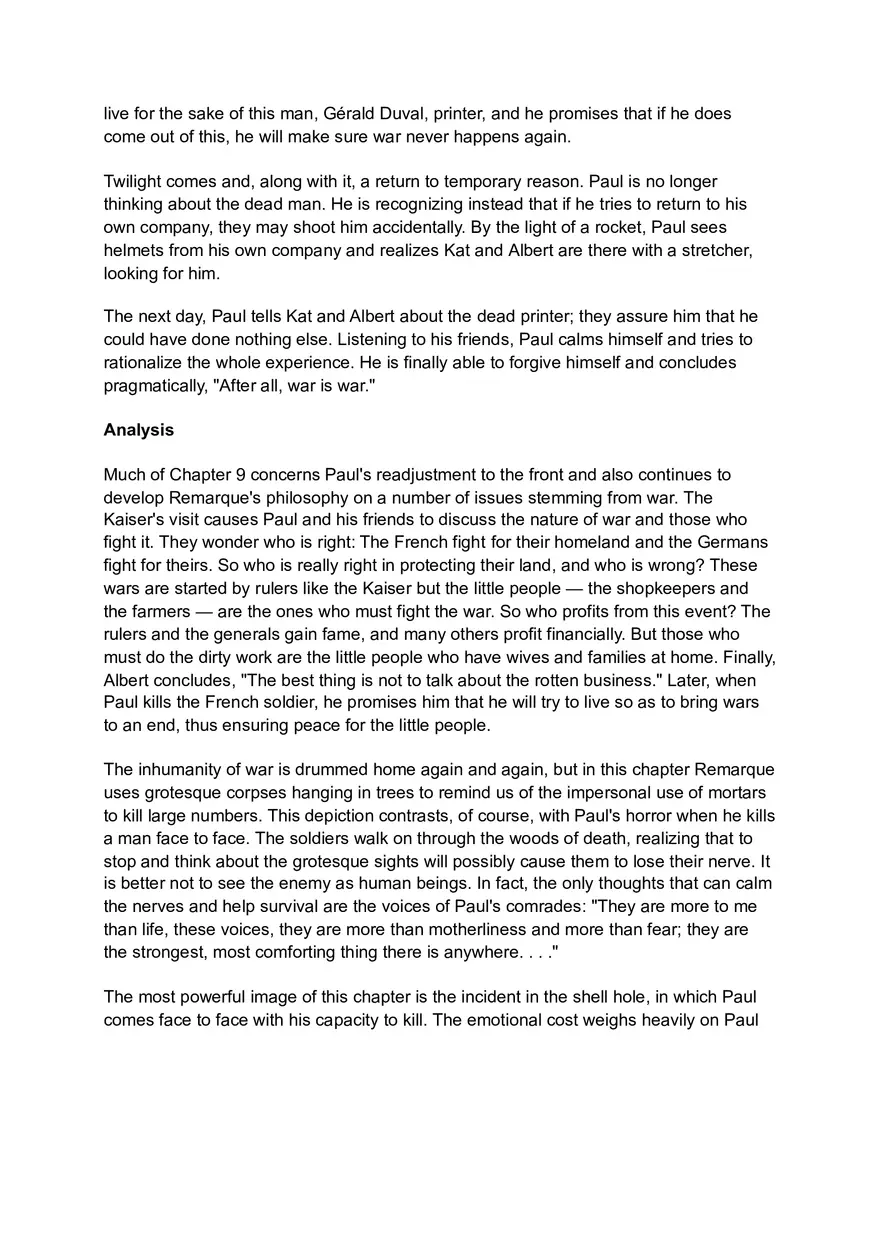 All Quite on the Western Front (Chapter 5-9) Summary and Analysis - Page 3