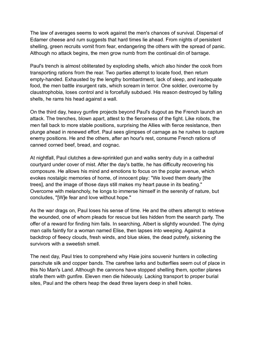 All Quite on the Western Front (Chapter 5-9) Summary and Analysis - Page 5