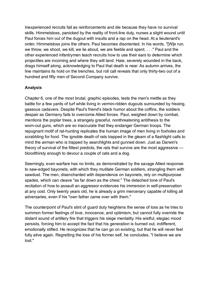 All Quite on the Western Front (Chapter 5-9) Summary and Analysis - Page 6