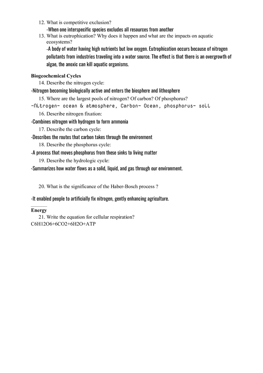 Ecosystems - Exam Guide - Page 2