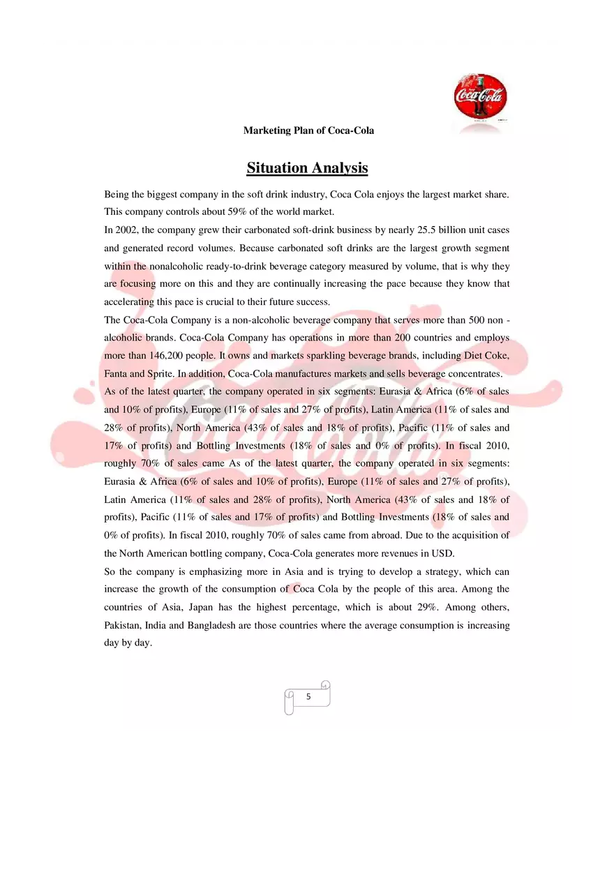 Marketing Plan of Coca-Cola Part 1 - Page 7