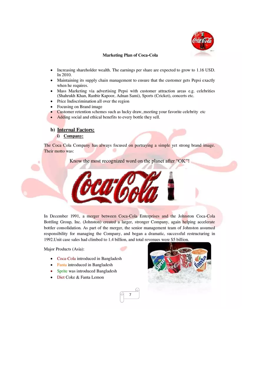 Marketing Plan of Coca-Cola Part 1 - Page 9